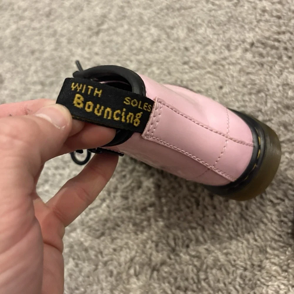 Dr. Martens Patent Leather Pink Toddler Combat Boots - SZ 9c Childs Kids Shoes